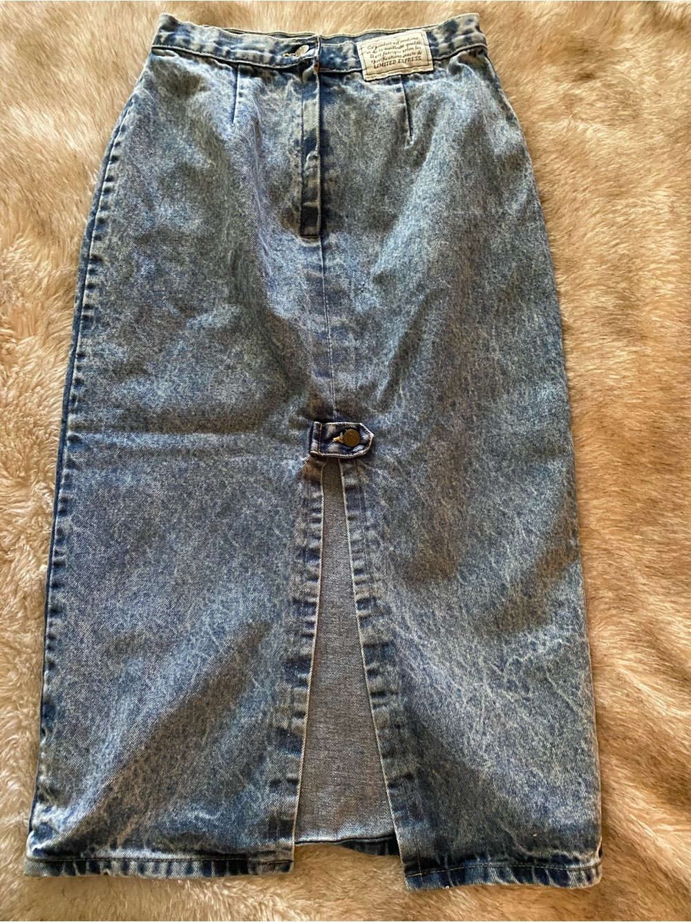 Vintage The Limited Blue High-Waist Denim Midi Skirt